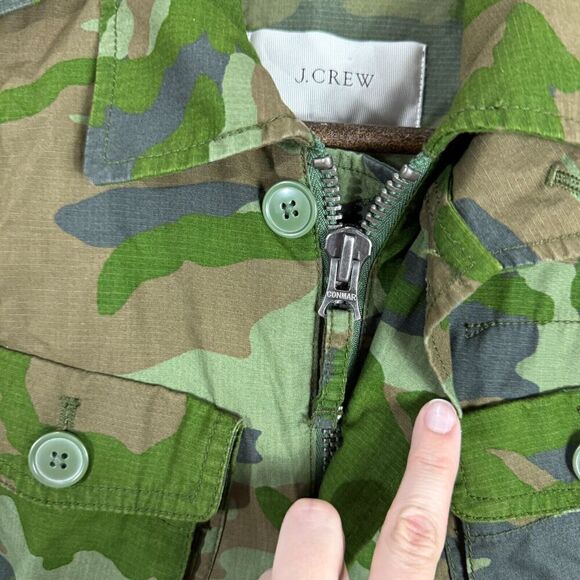 J. Crew Boyfriend Fatigue Jacket Womens Size XS Green Camo Button Full Zip Field - Picture 4 of 11